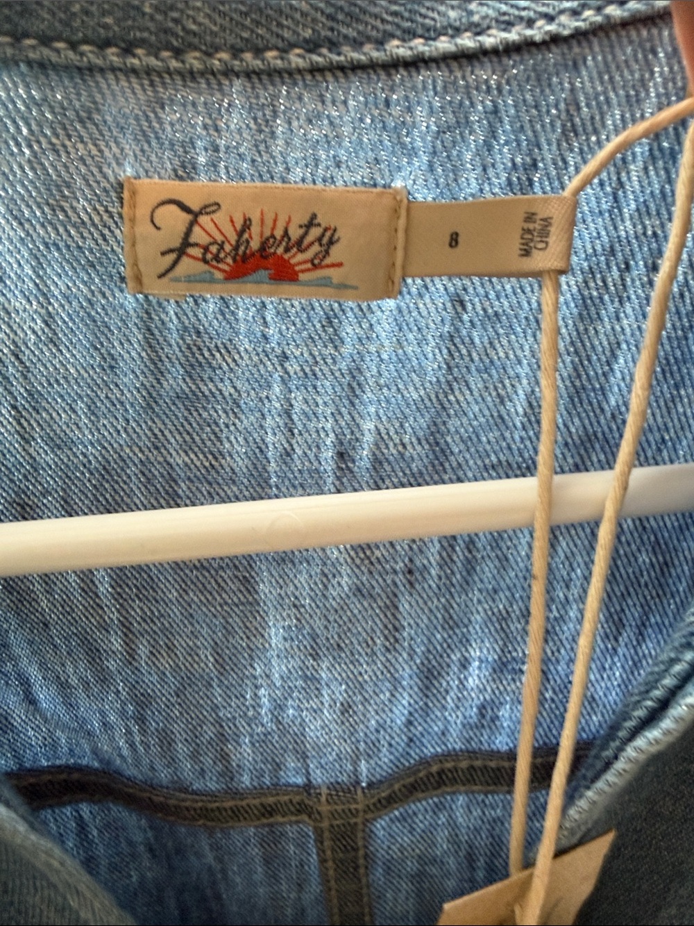 Faherty Blue Denim Women's Short-Sleeve Overalls Jumpsuit - Picture 3 of 3